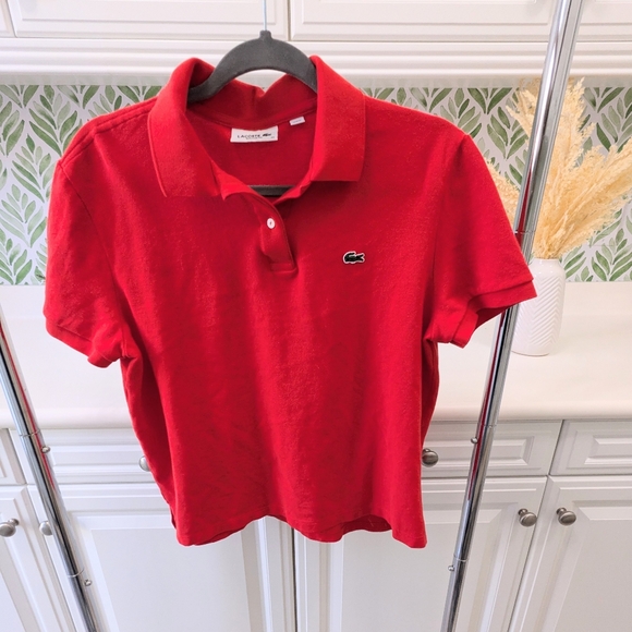 NWOT Bright Red Lacoste Polo Shirt 42 - Picture 3 of 8